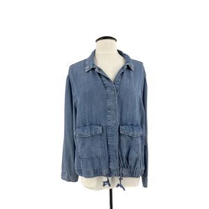 Denim Utility Jacket Soft Jean Top Size Large womens button front spring